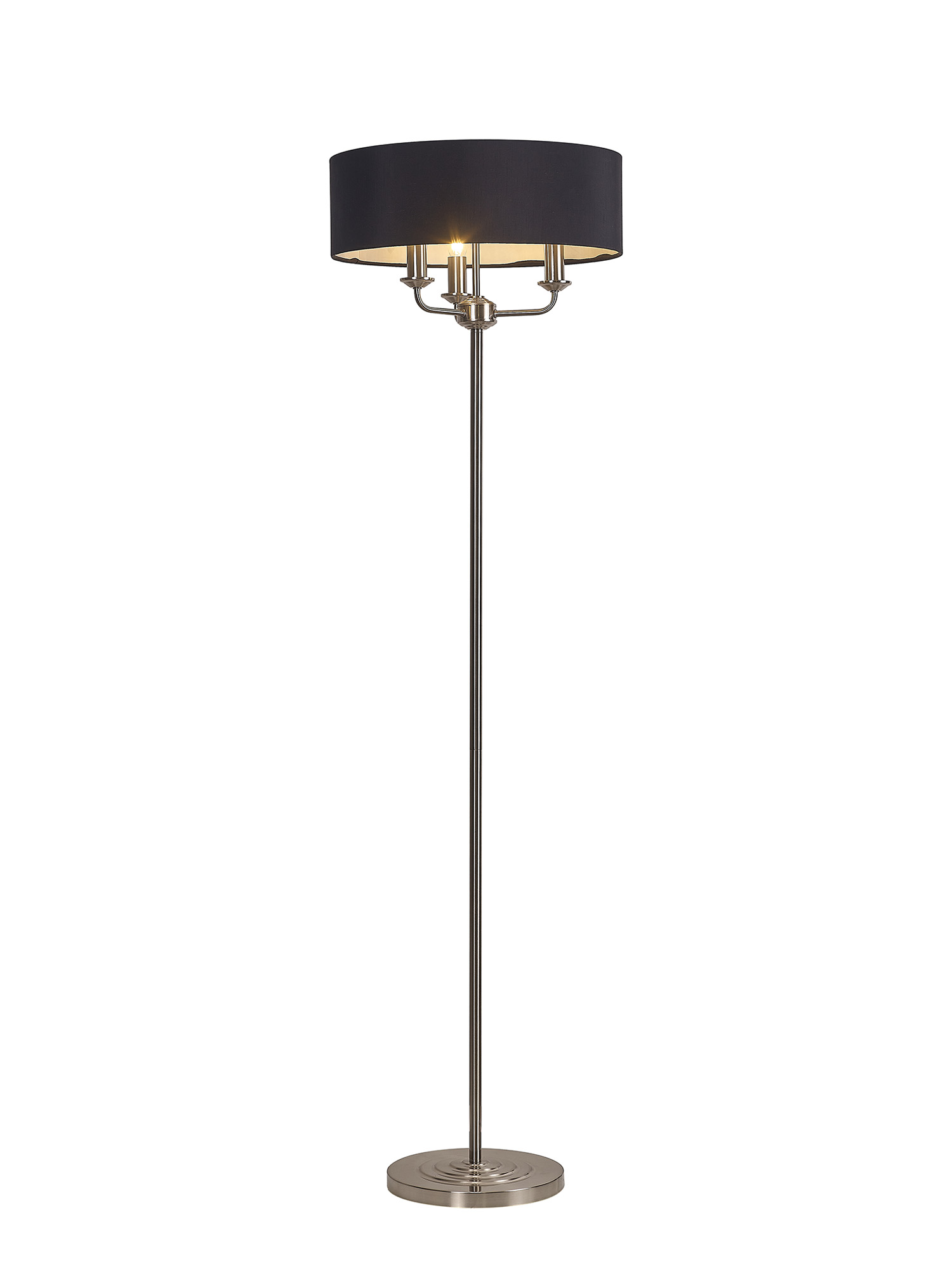 DK0923  Banyan 45cm 3 Light Floor Lamp Satin Nickel, Black